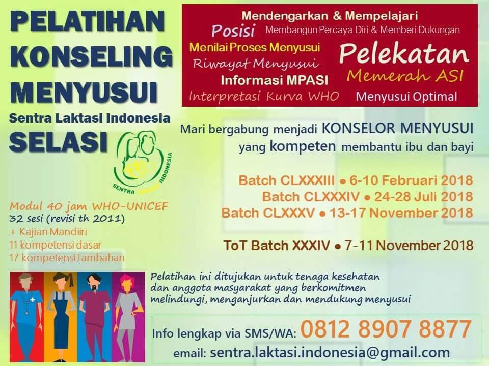 Pelatihan Konseling Menyusui Bulan November 2018, mari bergabung!