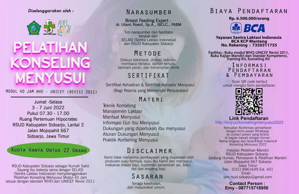 Pelatihan Konseling Menyusui Modul 40 Jam (WHO-Unicef)