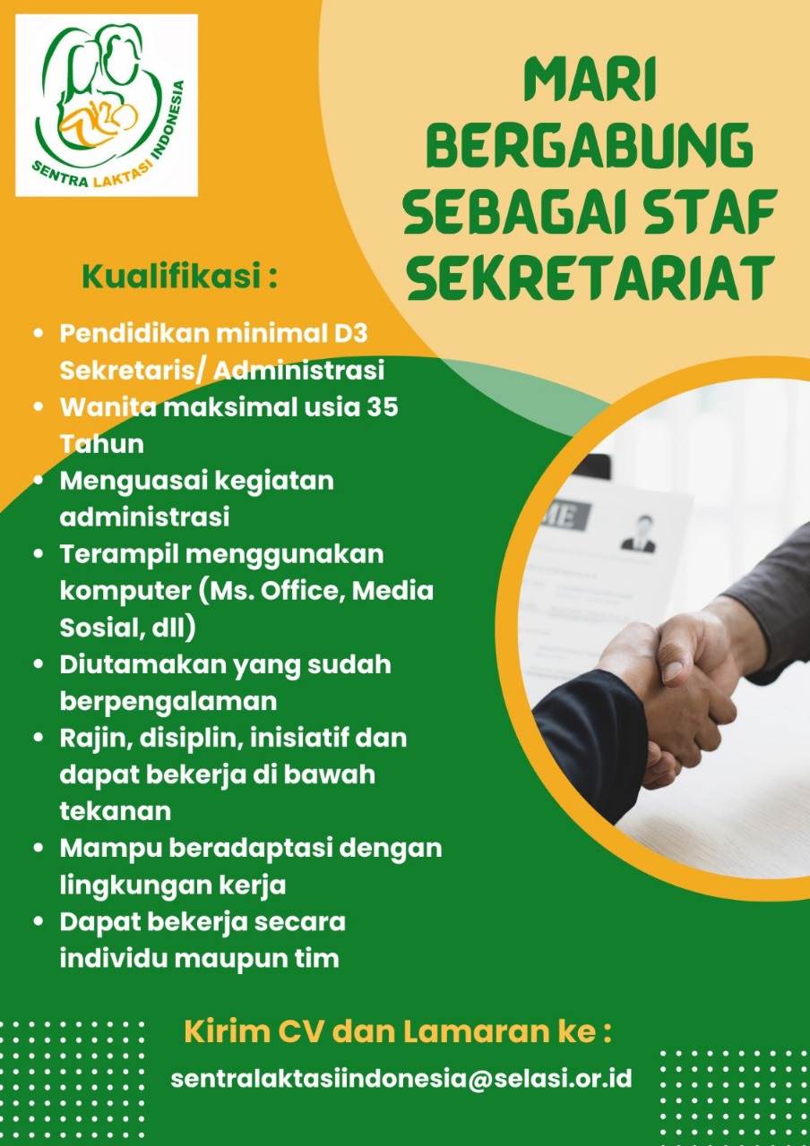 Sentra Laktasi Indonesia Membuka Lowongan Pekerjaan Staff Administrasi