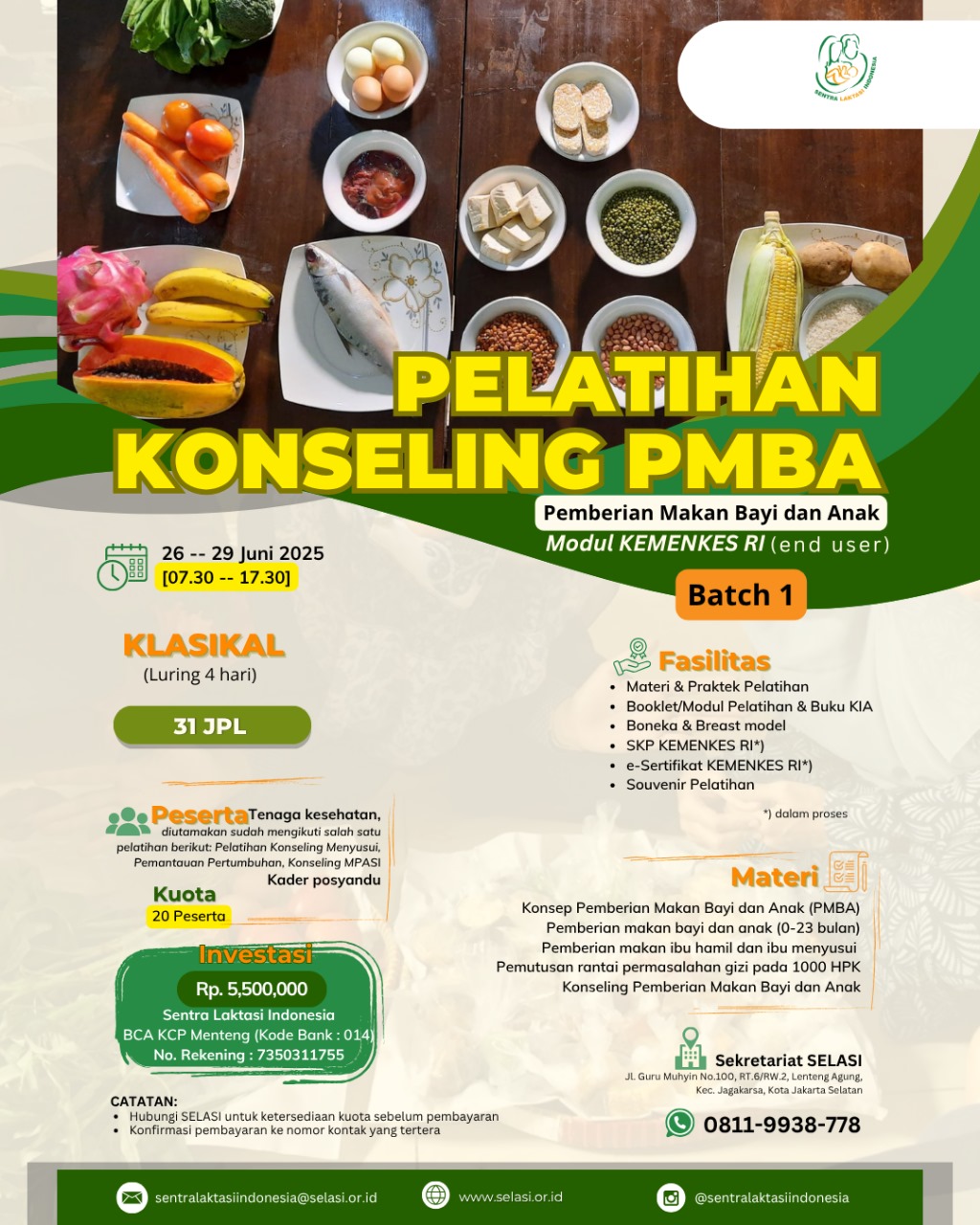 Pendaftaran Pelatihan Konseling PMBA (modul kemenkes RI end user) 26 – 29 Juni 2024